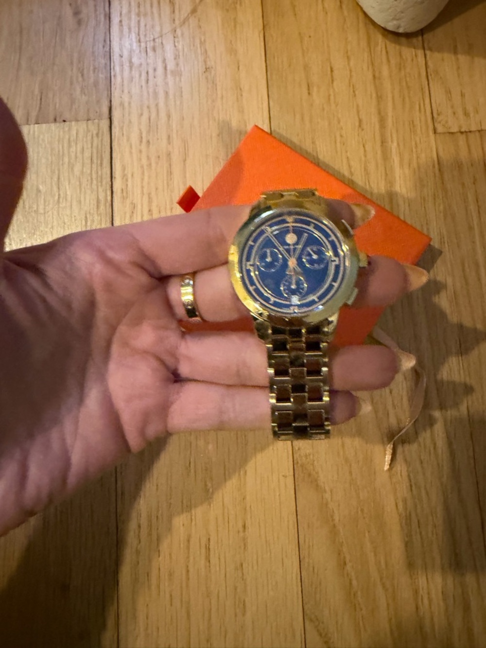 Tory Burch Women’s Gold Watch Blue Face —(moving sale, has to go by 4/30)